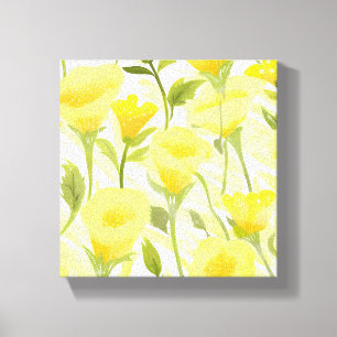 Toile Peinture aquarelle florale jaune
