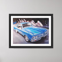 Peinture artistique fine de voiture bleue Impressi