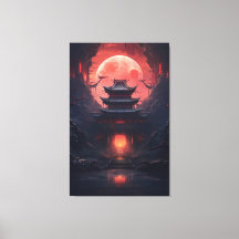 Peinture artistique Yin et Yang Pont et Temple