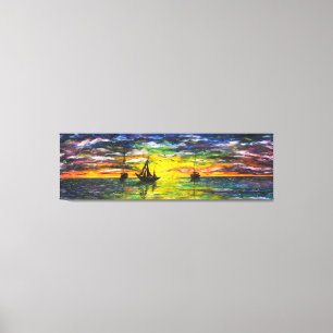 Toile Peinture Canvas Imprimer Bateaux Au coucher Du Sol