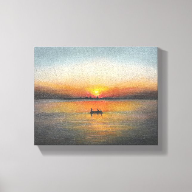 Toile Peinture coucher de soleil peinture acrylique impr (Recto)