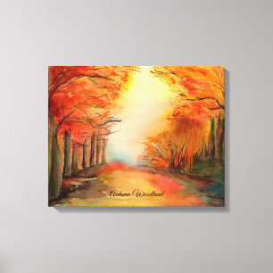 Toile Peinture d'aquarelle en bois d'automne