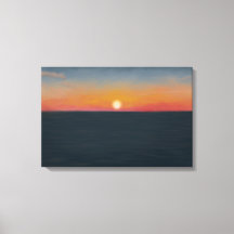 Peinture de coucher de soleil sur un océan paisibl