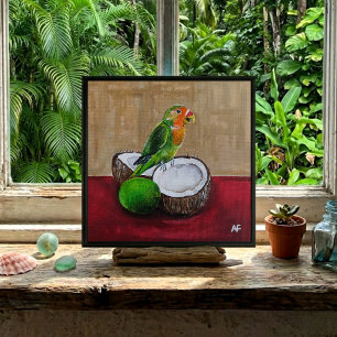 Toile Peinture de la fête tropicale de l'inséparable par