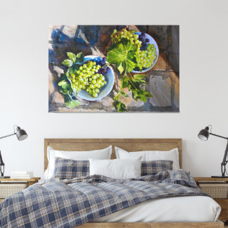 Toile Peinture de nature morte de raisin vert