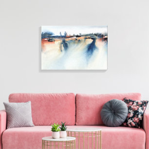 Toile Peinture de paysage abstrait atmosphérique bleu pê