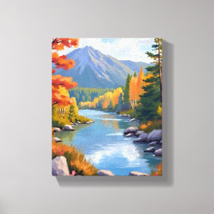 Toile Peinture de paysage de feuillage d'automne de Nouv