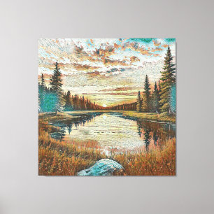 Toile Peinture de paysage forestier serein