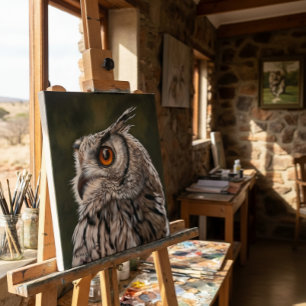 Toile Peinture de petit hibou sage