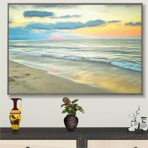 Toile Peinture de plage de coucher de soleil océanique à