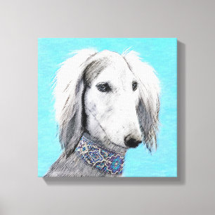 Toile Peinture de Saluki (Argent) - Joli art original de