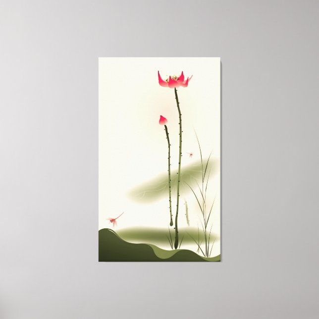 Toile Peinture de style oriental, grand Lotus (Recto)