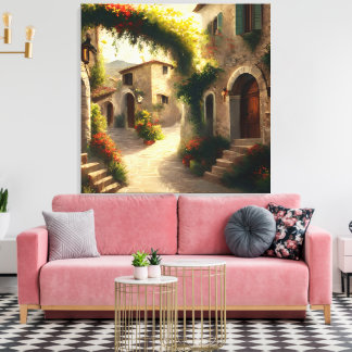 Toile Peinture de village italien Imprimer, Mur Art Ital