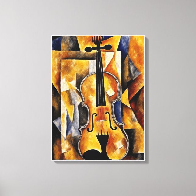 Toile Peinture de violon avec art géométrique (Recto)