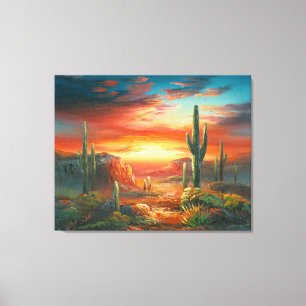 Toile Peinture d'une peinture colorée de coucher du