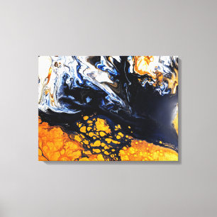 Toile Peinture en acrylique or, bleu et blanc Art Abstra