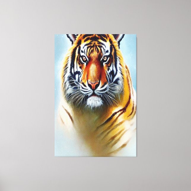 Toile Peinture faciale de tigre - Artwork de faune frapp (Recto)
