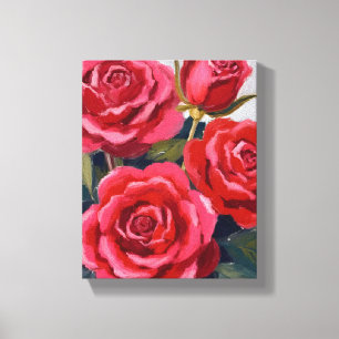 Toile Peinture florale de roses rouges