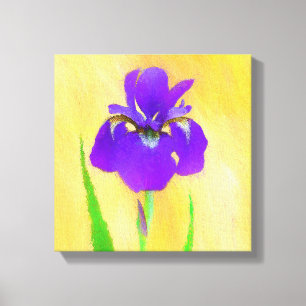 Toile Peinture Iris à pois pourpre - Chien original mign