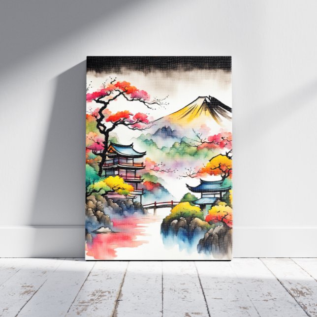 Toile Peinture japonaise à l'encre paysage (Créateur téléchargé)