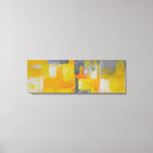 Toile peinture jaune gris blanc abstrait