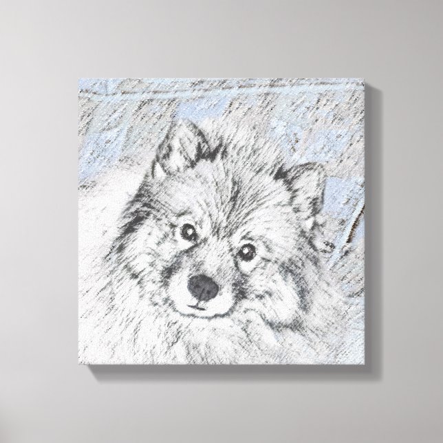 Toile Peinture Keeshond Beth - Joli art original chien (Recto)