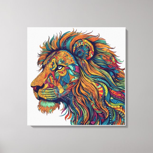 Toile Peinture Lion Peinture Lion Tribal Peinture Lion (Recto)
