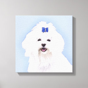 Toile Peinture maltaise - Joli art original pour chien