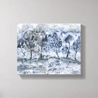 Toile Peinture moderne, forêt d'hiver
