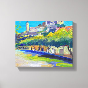 Toile Peinture moderne, paysage, trenčin ville