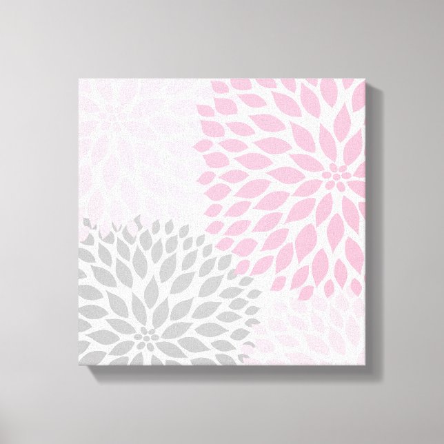 Toile Peinture murale Carré rose et gris (Recto)