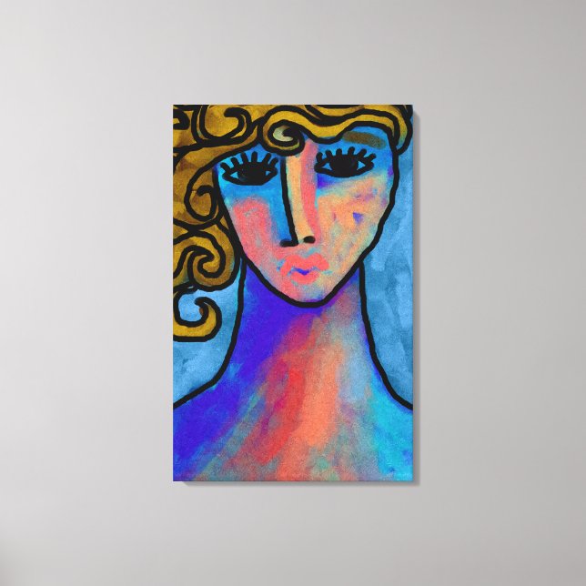 Toile Peinture numérique Abstraite pour femme bleue (Recto)