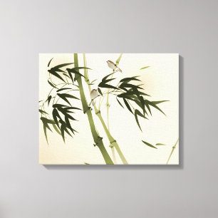 Toile Peinture orientale de style, branches en bambou