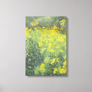 Toile Peinture originale à l'huile de Fleur sauvage jaun