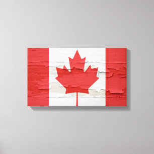 Toile Peinture patinée de drapeau canadien