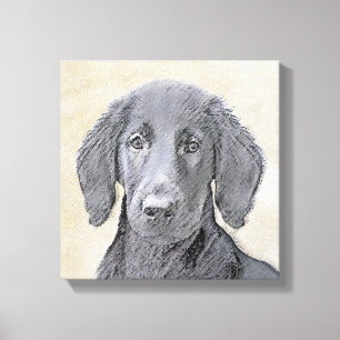 Toile Peinture Retriever à revêtement plat - Art Chien o