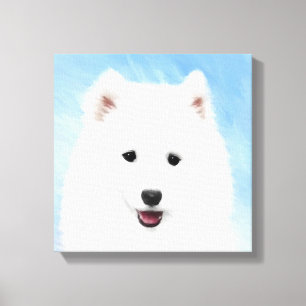 Toile Peinture Samoyed Puppy - Jolie Art Original Chien