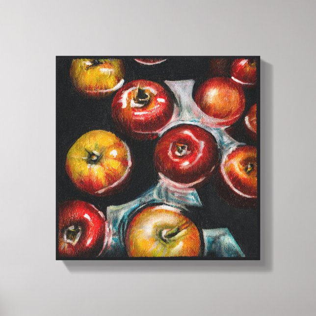 Toile Peinture sur pommes rouges | Pommes dans l'eau (Recto)