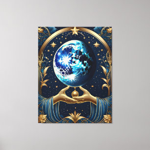 Toile peinture tarot arcane avec lune