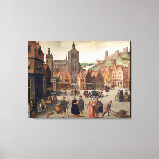 Toile Peinture vintage à l'huile sur le marché (Recto)