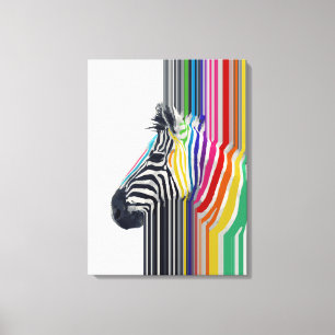 Toile Peinture Zèbre Colorée Grandes Vibrantes
