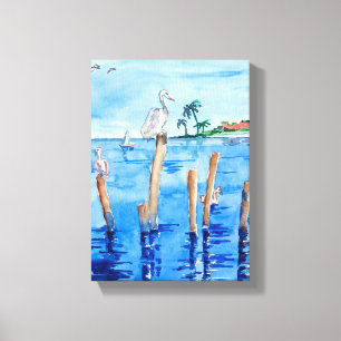 Toile Pélicans tropicaux