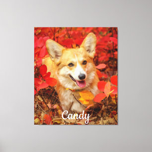 Toile Pembroke Welsh Corgi Chien chiot en Feuille rouge