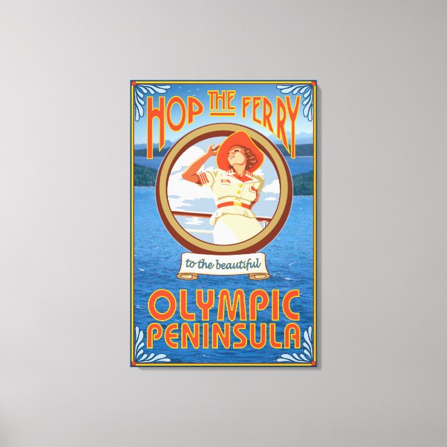 Toile Péninsule olympique, WashingtonHop le ferry (Recto)