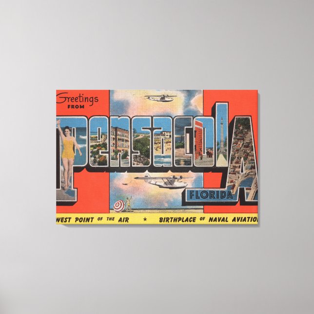 Toile Pensacola, Floride - Grandes Lettres Scènes 2 (Recto)