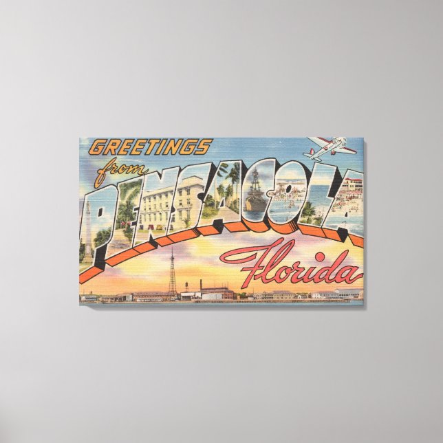 Toile Pensacola, Floride - Scènes de grandes lettres (Recto)