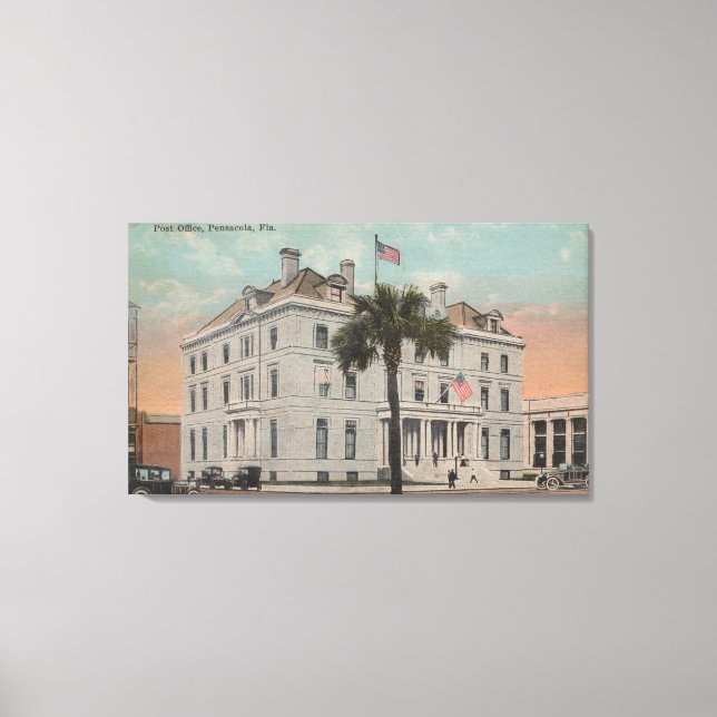 Toile Pensacola, Floride - Vue extérieure de la poste (Recto)