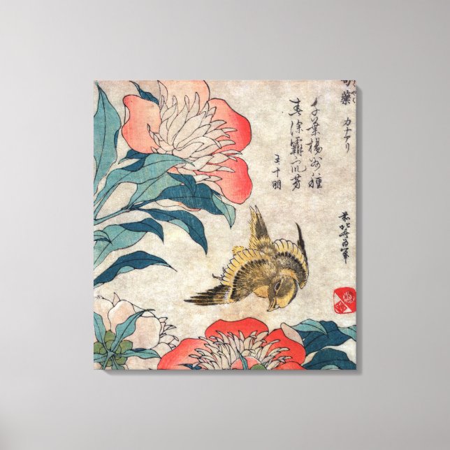 Toile Peony et Canary, Katsushika Hokusai (Recto)