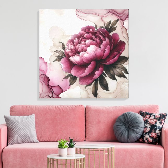 Toile Peony rose Abstrait (Insitu(Salon))