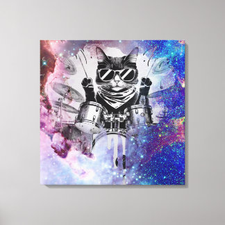 Toile *~ Percussionniste cosmique Cool Cat AP91 DRUMMER